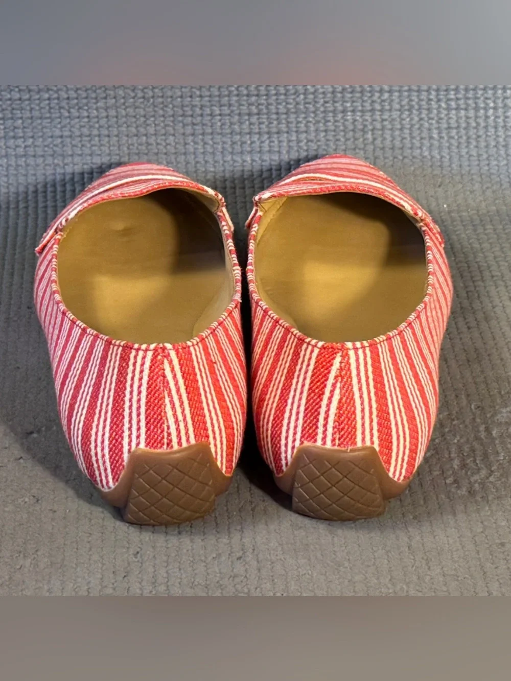 Talbots Francesca Driving Moccasins Red/White Stripe Shoes Women's Size 6.5